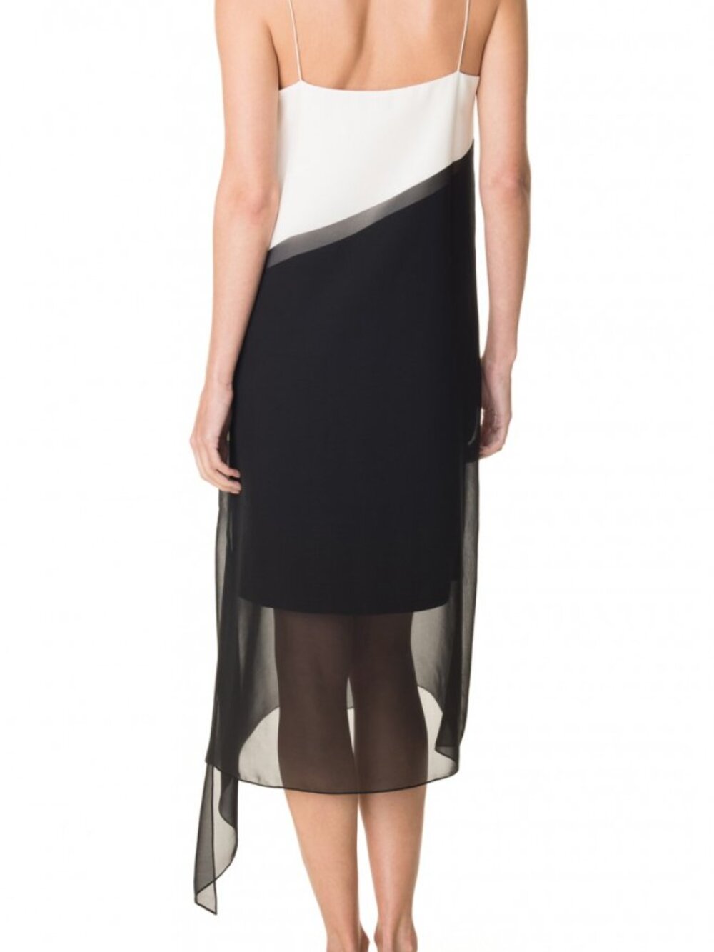 Tibi Pieza Draped Silk Slip Dress Colorblock Green Yellow Black Size 10 - Picture 3 of 15